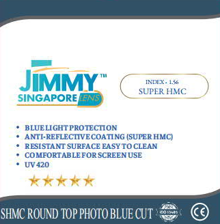 Mặt trước bao bì gốc 1.56 SHMC Round Top Photo Blue Cut